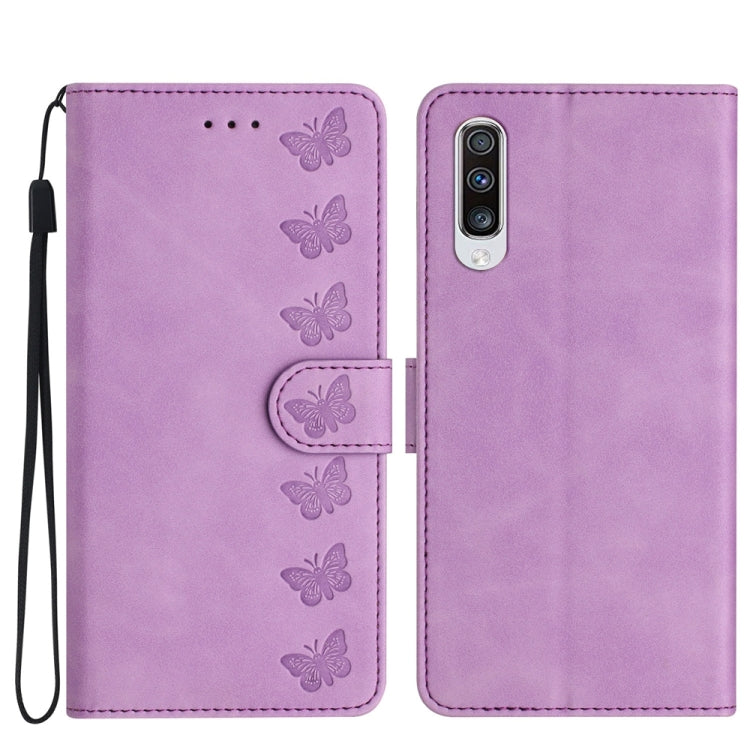 Seven Butterflies Embossed Leather Phone Case – Card Slot, Leather, TPU, For Samsung Galaxy A41, For Samsung Galaxy A42 5G, For Samsung Galaxy A50, For Samsung Galaxy A51 For Samsung Galaxy A50 Purple