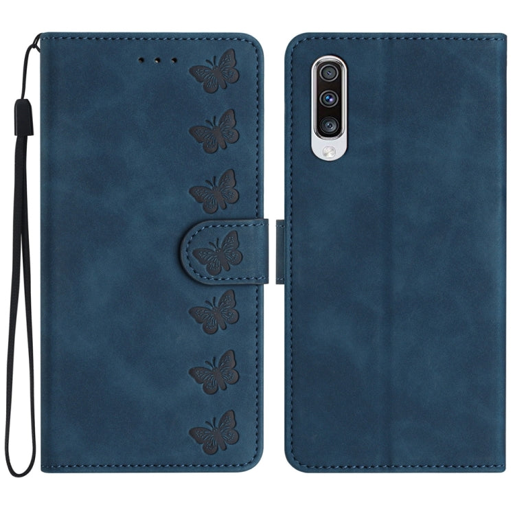 Seven Butterflies Embossed Leather Phone Case – Card Slot, Leather, TPU, For Samsung Galaxy A41, For Samsung Galaxy A42 5G, For Samsung Galaxy A50, For Samsung Galaxy A51 For Samsung Galaxy A50 Blue