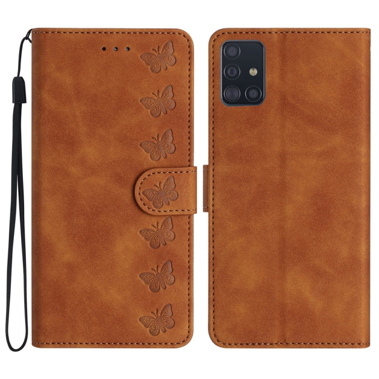 Seven Butterflies Embossed Leather Phone Case – Card Slot, Leather, TPU, For Samsung Galaxy A41, For Samsung Galaxy A42 5G, For Samsung Galaxy A50, For Samsung Galaxy A51 For Samsung Galaxy A51 Brown