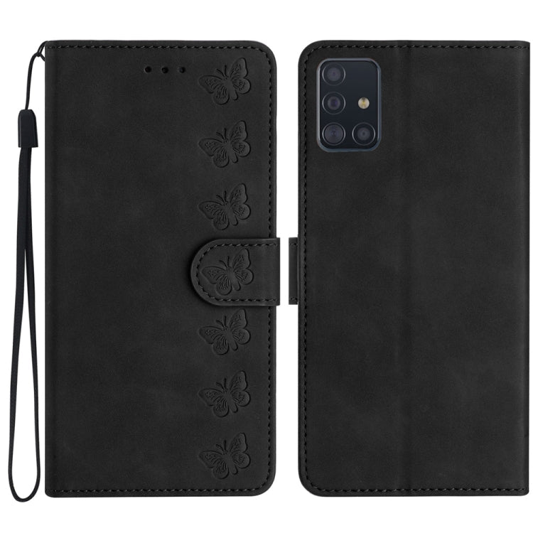 Seven Butterflies Embossed Leather Phone Case – Card Slot, Leather, TPU, For Samsung Galaxy A41, For Samsung Galaxy A42 5G, For Samsung Galaxy A50, For Samsung Galaxy A51 For Samsung Galaxy A51 Black