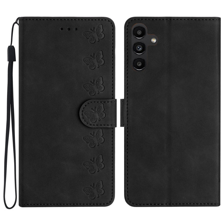 Seven Butterflies Embossed Leather Phone Case – Card Slot, Leather, TPU, For Samsung Galaxy A04 Core, For Samsung Galaxy S24+ 5G, For Samsung Galaxy A04s, For Samsung Galaxy S23 FE 5G For Samsung Galaxy S23 FE 5G Black