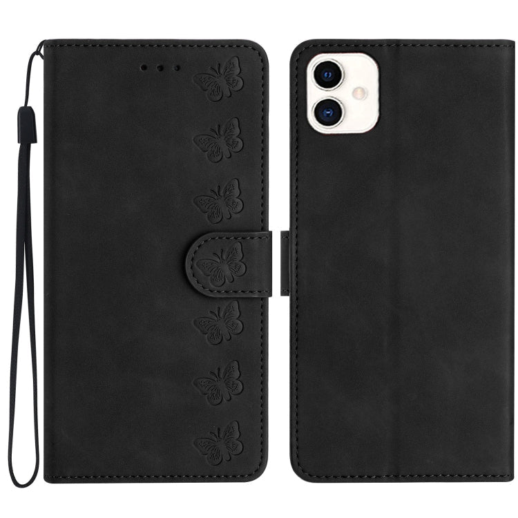 Seven Butterflies Embossed Leather Phone Case – Card Slot, Leather, TPU, For Samsung Galaxy A05, For Samsung Galaxy A10 / M10, For Samsung Galaxy A12 5G, For Samsung Galaxy A13 4G For Samsung Galaxy A05 Black