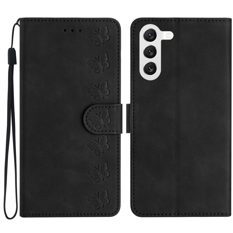 Seven Butterflies Embossed Leather Phone Case – Card Slot, Leather, TPU, For Samsung Galaxy A04 Core, For Samsung Galaxy S24+ 5G, For Samsung Galaxy A04s, For Samsung Galaxy S23 FE 5G For Samsung Galaxy S24+ 5G Black