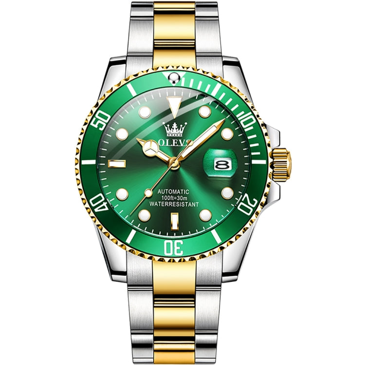 OLEVS 6650 Men Luminous Waterproof Mechanical Watch Green + Gold