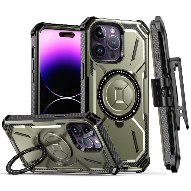 Armor Series Holder Phone Case with Back Clip – TPU, For iPhone 14 Pro Max, For iPhone 14 Pro, For iPhone 14, For iPhone 14 Plus For iPhone 14 Pro Army Green