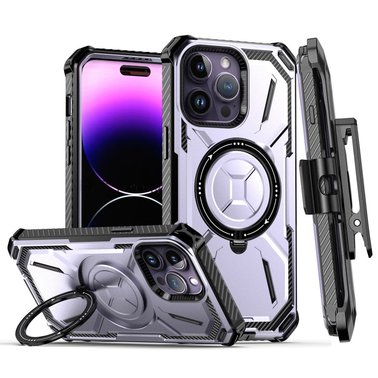 Armor Series Holder Phone Case with Back Clip – TPU, For iPhone 14 Pro Max, For iPhone 14 Pro, For iPhone 14, For iPhone 14 Plus For iPhone 14 Pro Purple