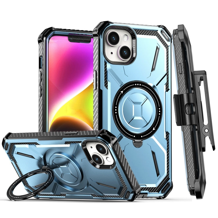 Armor Series Holder Phone Case with Back Clip – TPU, For iPhone 14 Pro Max, For iPhone 14 Pro, For iPhone 14, For iPhone 14 Plus For iPhone 14 Blue