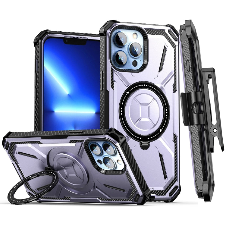 Armor Series Holder Phone Case with Back Clip – TPU, For iPhone 13 Pro Max, For iPhone 13 Pro, For iPhone 13, For iPhone 12 Pro Max For iPhone 13 Pro Purple
