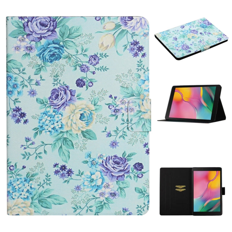 Flower Pattern Horizontal Flip Leather Case with Card Slots & Holder, For Samsung Galaxy Tab A 8.0 2019, For Samsung Galaxy Tab A 10.1 (2019), For Samsung Galaxy Tab S5e T720, For Samsung Galaxy Tab S6 Lite For Samsung Galaxy Tab A 8.0 2019 Purple Flower