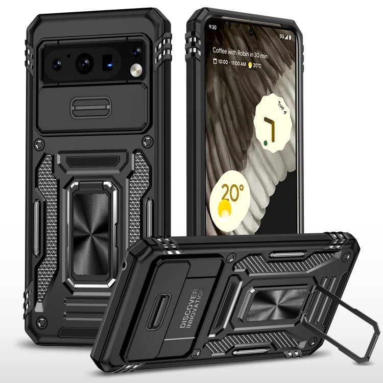 Armor PC + TPU Camera Shield Phone Case – Magnetic, TPU, For Google Pixel 8 Pro, For Google Pixel 8 For Google Pixel 8 Pro Black