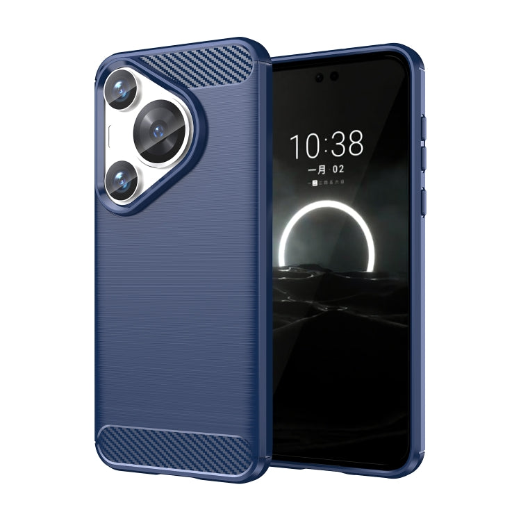 Brushed Texture Carbon Fiber TPU Phone Case – TPU, For Huawei Pura 80 Ultra 5G, For Huawei Pura 80 Pro+ 5G, For Huawei Pura 80 Pro 5G, For Huawei Pura 80 5G, For Huawei Mate 70 Pro / 70 Pro+, For Huawei Mate 70, For Huawei Pura 70 Pro / Pura 70 Pro+... For Huawei Pura 70 Pro Pura 70 Pro+ Blue