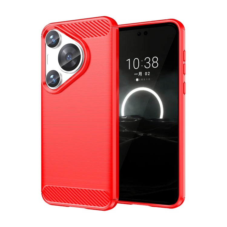 Brushed Texture Carbon Fiber TPU Phone Case – TPU, For Huawei Pura 80 Ultra 5G, For Huawei Pura 80 Pro+ 5G, For Huawei Pura 80 Pro 5G, For Huawei Pura 80 5G, For Huawei Mate 70 Pro / 70 Pro+, For Huawei Mate 70, For Huawei Pura 70 Pro / Pura 70 Pro+... For Huawei Pura 70 Pro Pura 70 Pro+ Red