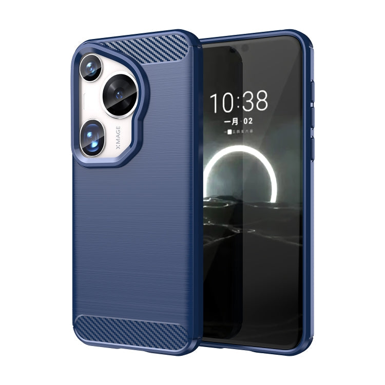 Brushed Texture Carbon Fiber TPU Phone Case – TPU, For Huawei Pura 80 Ultra 5G, For Huawei Pura 80 Pro+ 5G, For Huawei Pura 80 Pro 5G, For Huawei Pura 80 5G, For Huawei Mate 70 Pro / 70 Pro+, For Huawei Mate 70, For Huawei Pura 70 Pro / Pura 70 Pro+... For Huawei Pura 70 Ultra Blue