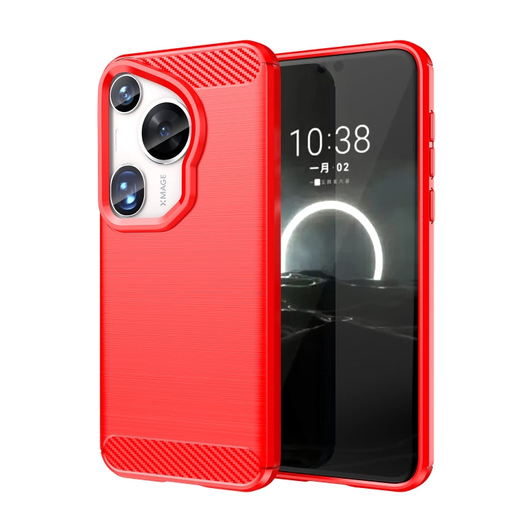 Brushed Texture Carbon Fiber TPU Phone Case – TPU, For Huawei Pura 80 Ultra 5G, For Huawei Pura 80 Pro+ 5G, For Huawei Pura 80 Pro 5G, For Huawei Pura 80 5G, For Huawei Mate 70 Pro / 70 Pro+, For Huawei Mate 70, For Huawei Pura 70 Pro / Pura 70 Pro+... For Huawei Pura 70 Ultra Red