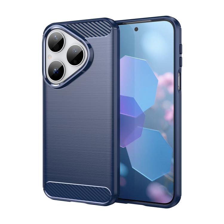 Brushed Texture Carbon Fiber TPU Phone Case – TPU, For Huawei Pura 80 Ultra 5G, For Huawei Pura 80 Pro+ 5G, For Huawei Pura 80 Pro 5G, For Huawei Pura 80 5G, For Huawei Mate 70 Pro / 70 Pro+, For Huawei Mate 70, For Huawei Pura 70 Pro / Pura 70 Pro+... For Huawei Pura 80 5G Blue