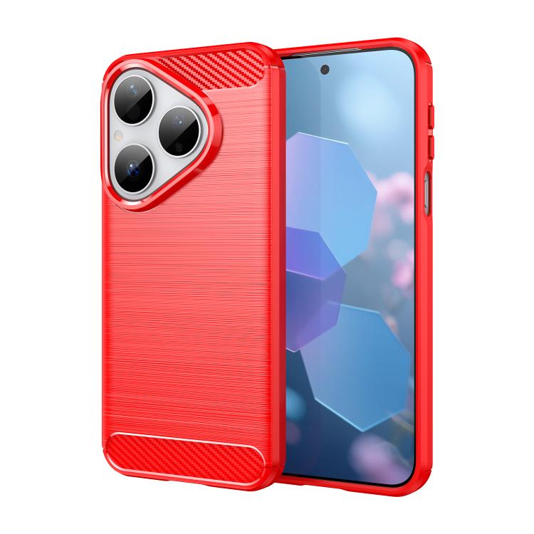 Brushed Texture Carbon Fiber TPU Phone Case – TPU, For Huawei Pura 80 Ultra 5G, For Huawei Pura 80 Pro+ 5G, For Huawei Pura 80 Pro 5G, For Huawei Pura 80 5G, For Huawei Mate 70 Pro / 70 Pro+, For Huawei Mate 70, For Huawei Pura 70 Pro / Pura 70 Pro+... For Huawei Pura 80 5G Red