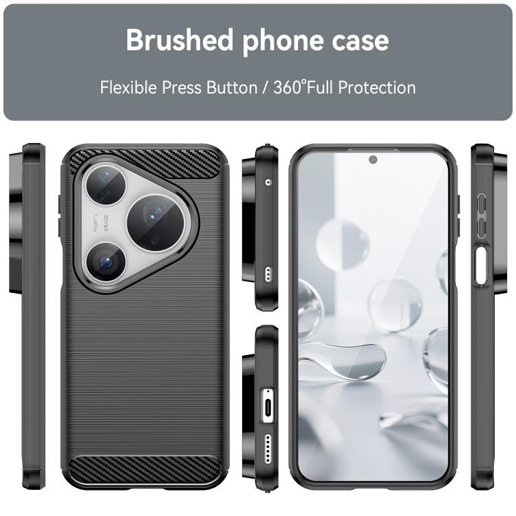 Brushed Texture Carbon Fiber TPU Phone Case – TPU, For Huawei Pura 80 Ultra 5G, For Huawei Pura 80 Pro+ 5G, For Huawei Pura 80 Pro 5G, For Huawei Pura 80 5G, For Huawei Mate 70 Pro / 70 Pro+, For Huawei Mate 70, For Huawei Pura 70 Pro / Pura 70 Pro+...