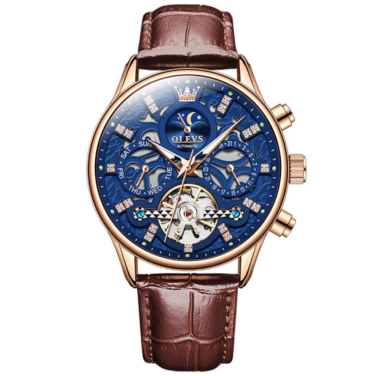 Mechanical Watch – Leather #5 Blue + Rose Gold