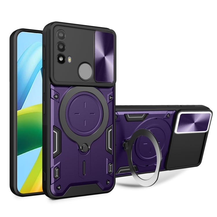 CD Texture Sliding Camshield Magnetic Holder Phone Case – Magnetic, TPU, For Motorola Moto G22 / E32, For Motorola Edge 30, For Motorola Edge 30 Pro, For Motorola Moto E20 / E30 / E40 For Motorola Moto E20 E30 E40 Purple