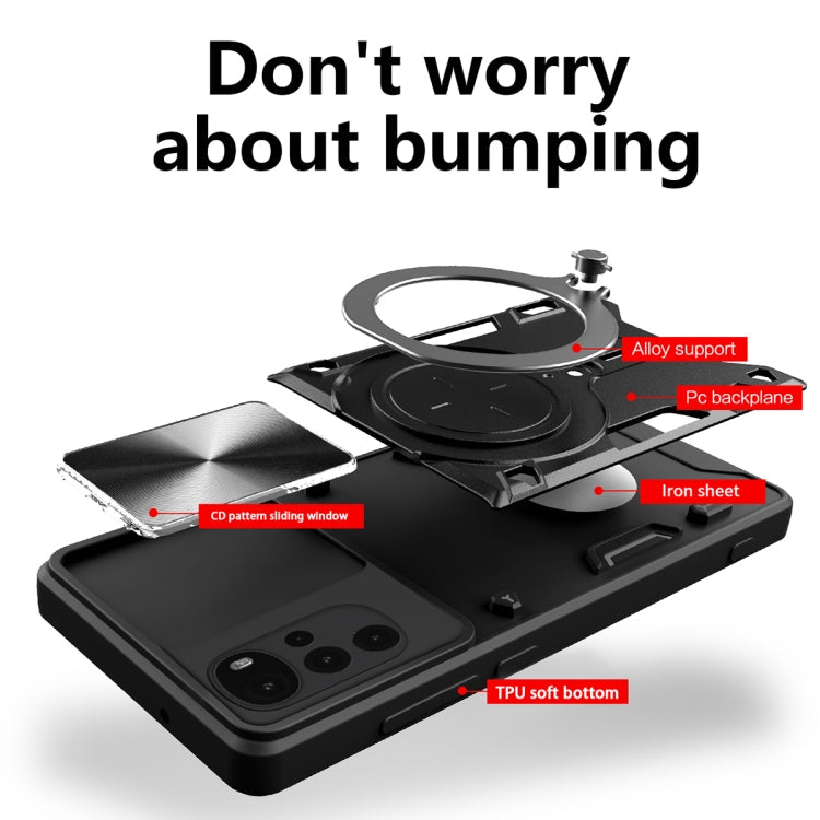 CD Texture Sliding Camshield Magnetic Holder Phone Case – Magnetic, TPU, For Motorola Moto G22 / E32, For Motorola Edge 30, For Motorola Edge 30 Pro, For Motorola Moto E20 / E30 / E40