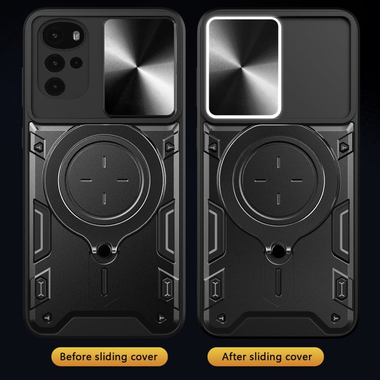 CD Texture Sliding Camshield Magnetic Holder Phone Case – Magnetic, TPU, For Motorola Moto G22 / E32, For Motorola Edge 30, For Motorola Edge 30 Pro, For Motorola Moto E20 / E30 / E40
