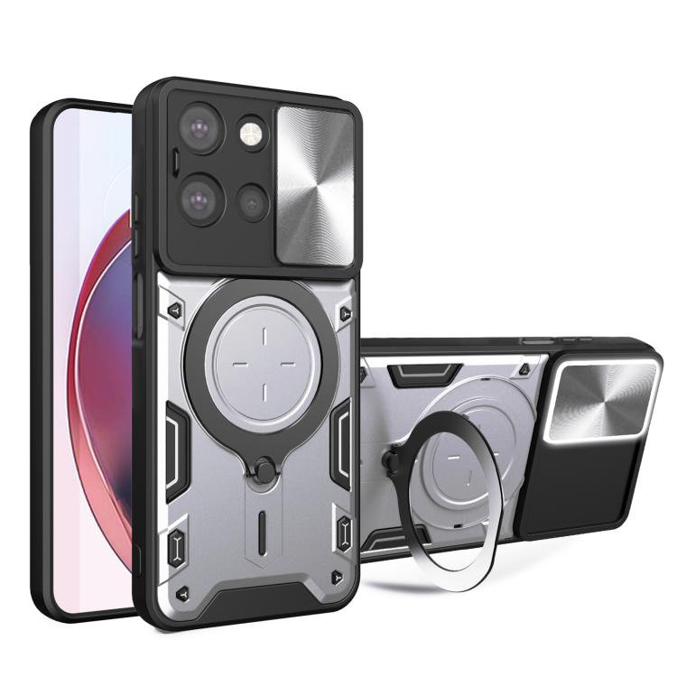 CD Texture Sliding Camshield Magnetic Holder Phone Case – Magnetic, TPU, For Motorola Moto G56 5G, For Motorola Moto G05, For Motorola Moto G 2025, For Motorola Moto G75 5G