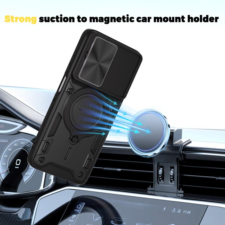 CD Texture Sliding Camshield Magnetic Holder Phone Case – Magnetic, TPU, For Motorola Moto G56 5G, For Motorola Moto G05, For Motorola Moto G 2025, For Motorola Moto G75 5G