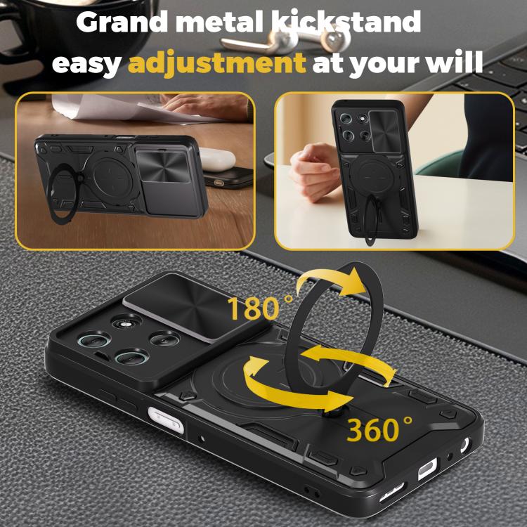 CD Texture Sliding Camshield Magnetic Holder Phone Case – Magnetic, TPU, For Motorola Moto G56 5G, For Motorola Moto G05, For Motorola Moto G 2025, For Motorola Moto G75 5G
