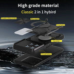CD Texture Sliding Camshield Magnetic Holder Phone Case – Magnetic, TPU, For Motorola Moto G56 5G, For Motorola Moto G05, For Motorola Moto G 2025, For Motorola Moto G75 5G