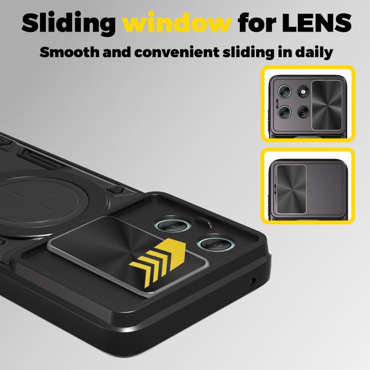 CD Texture Sliding Camshield Magnetic Holder Phone Case – Magnetic, TPU, For Motorola Moto G56 5G, For Motorola Moto G05, For Motorola Moto G 2025, For Motorola Moto G75 5G