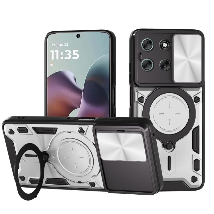 CD Texture Sliding Camshield Magnetic Holder Phone Case – Magnetic, TPU, For Motorola Moto G56 5G, For Motorola Moto G05, For Motorola Moto G 2025, For Motorola Moto G75 5G