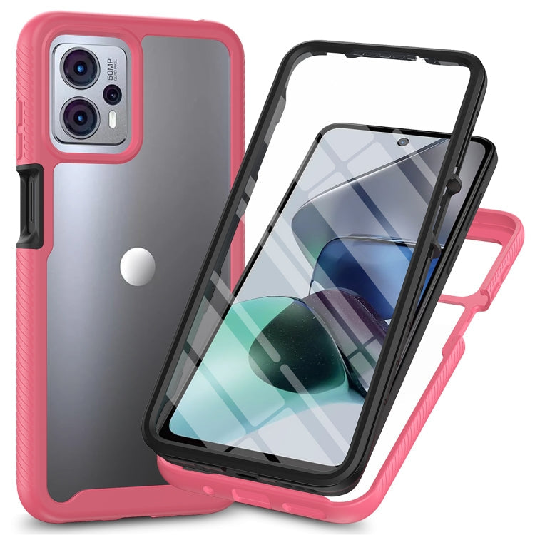 Starry Sky Full Body Hybrid Shockproof Phone Case with PET Film – Shockproof, Anti-Scratch, Screen Protector, For Motorola Moto G13 / G23, For Motorola Moto G53 For Motorola Moto G13 G23 Frosted Pink