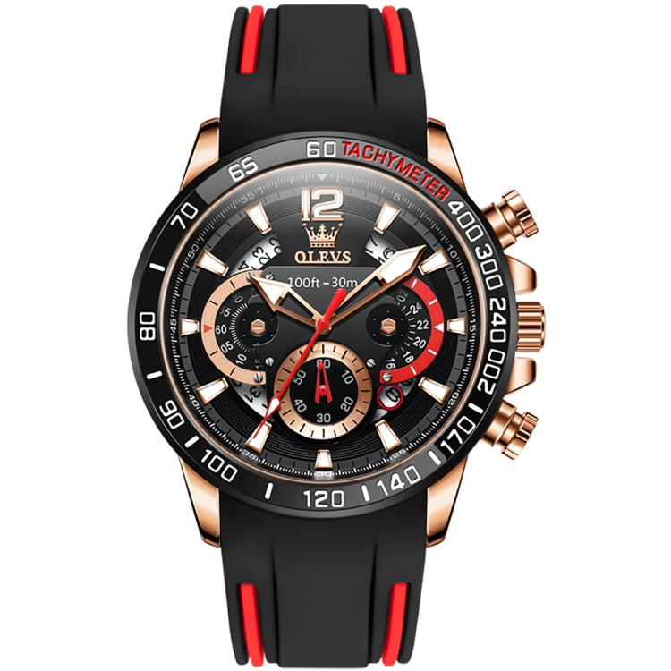 OLEVS 9936 Men Multifunctional Sports Waterproof Quartz Watch Black + Rose Gold