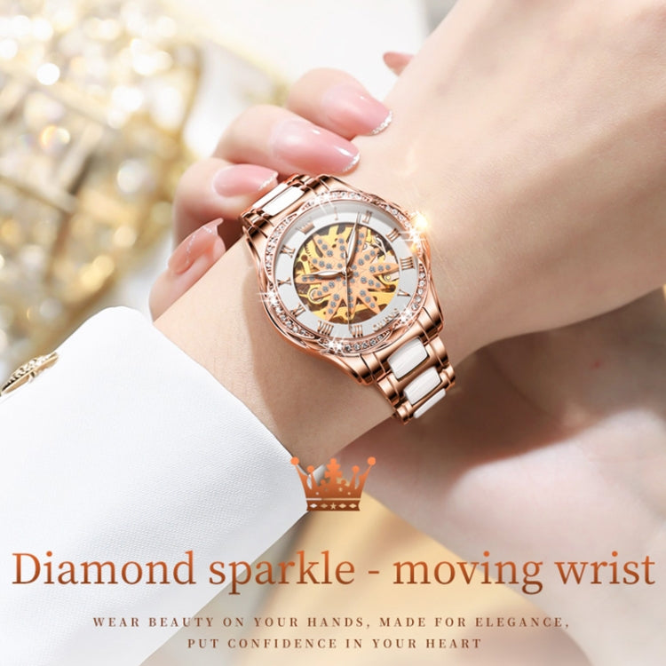 6681 Women Multifunctional Hollow Waterproof Mechanical Watch