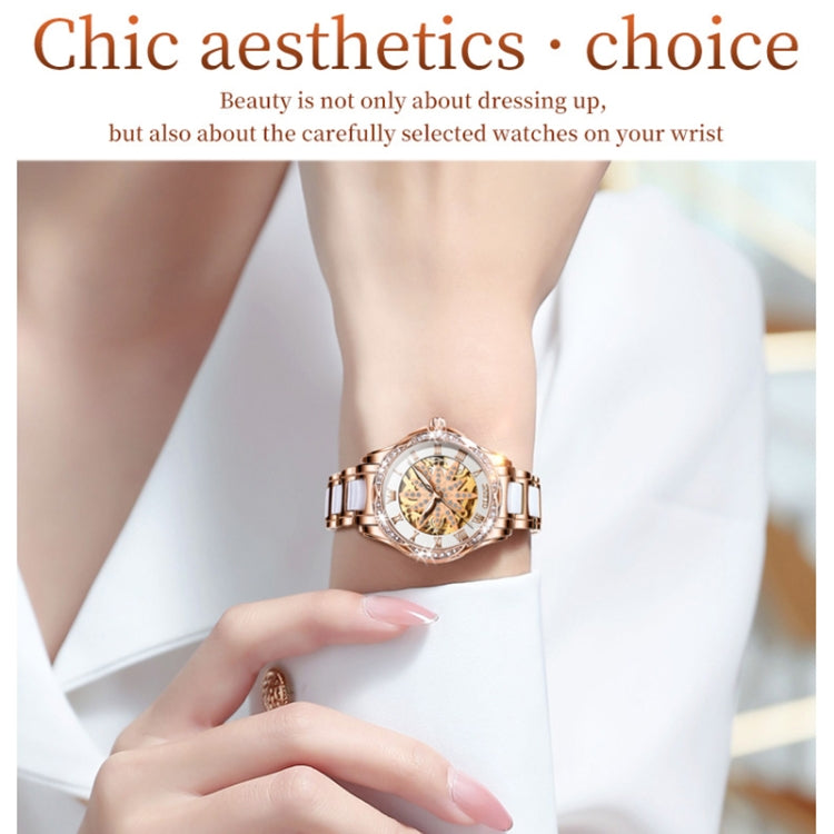 6681 Women Multifunctional Hollow Waterproof Mechanical Watch