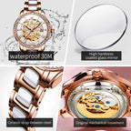 6681 Women Multifunctional Hollow Waterproof Mechanical Watch