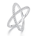 S925 Sterling Silver White Gold Plated Dual Layer Moissanite Ring Hand Decoration, MSR036-8 MSR036-8