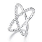 S925 Sterling Silver White Gold Plated Dual Layer Moissanite Ring Hand Decoration, MSR036-8 MSR036-8