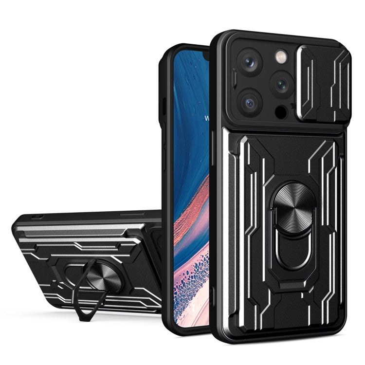Sliding Camshield TPU+PC Phone Case with Card Slot, For iPhone 15 Pro... For iPhone 15 Pro Max Black