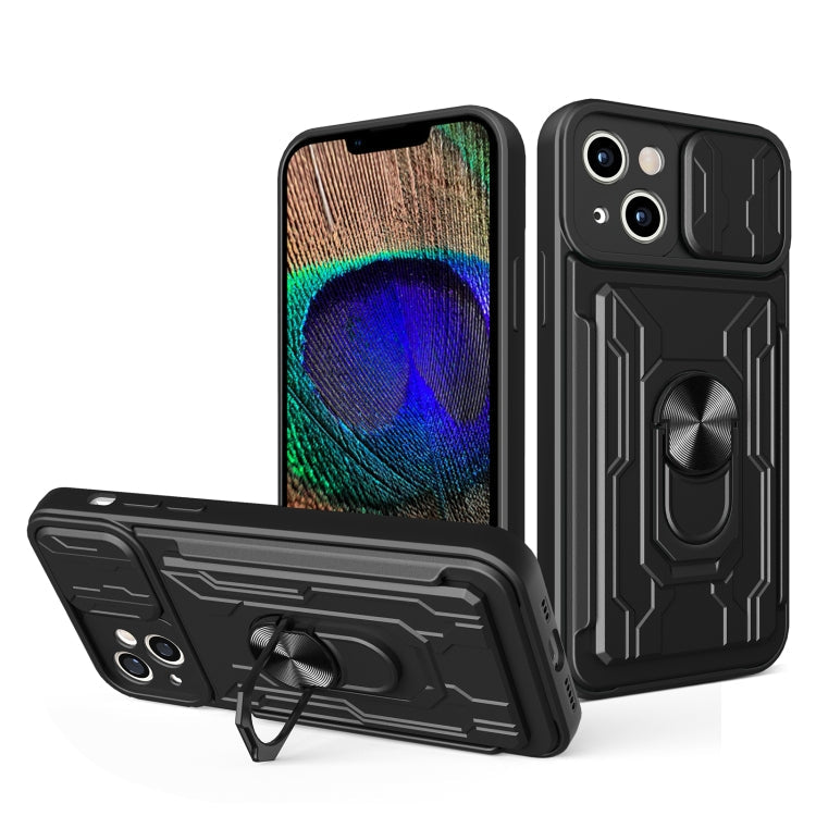 Sliding Camshield TPU+PC Phone Case with Card Slot, For iPhone 15 Pro... For iPhone 15 Plus Black