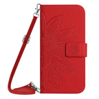 Skin Feel Sun Flower Embossed Flip Leather Phone Case with Lanyard, For iPhone Air, For iPhone 16 Pro Max