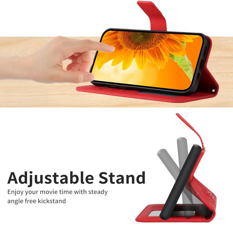 Skin Feel Sun Flower Embossed Flip Leather Phone Case with Lanyard, For iPhone Air, For iPhone 16 Pro Max