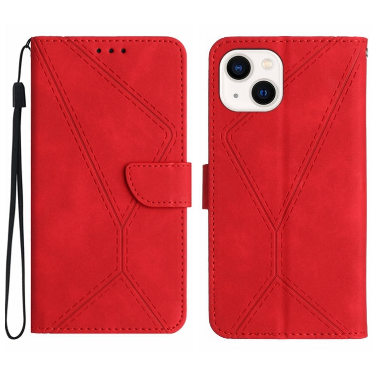 Stitching Embossed Leather Phone Case, For iPhone 15 For iPhone 15 Red