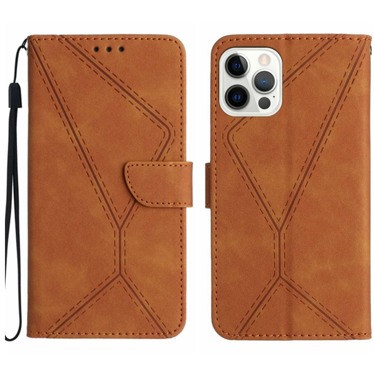 Stitching Embossed Leather Phone Case – Wear-resistant, Card Slot, Kickstand, For iPhone 16, For iPhone 15 Pro Max, For iPhone 15 Pro, For iPhone 15 Plus For iPhone 15 Pro Brown
