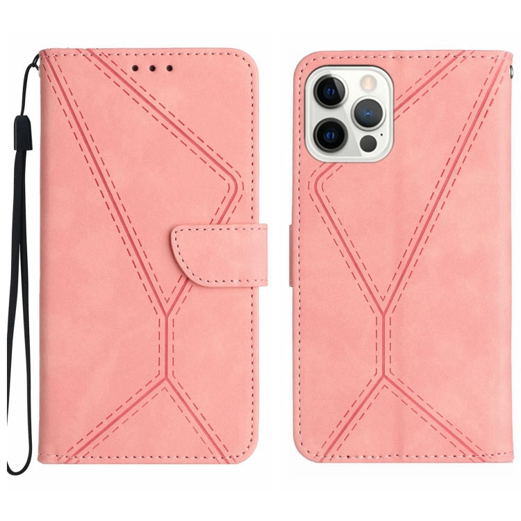Stitching Embossed Leather Phone Case – Wear-resistant, Card Slot, Kickstand, For iPhone 16, For iPhone 15 Pro Max, For iPhone 15 Pro, For iPhone 15 Plus For iPhone 15 Pro Max Pink