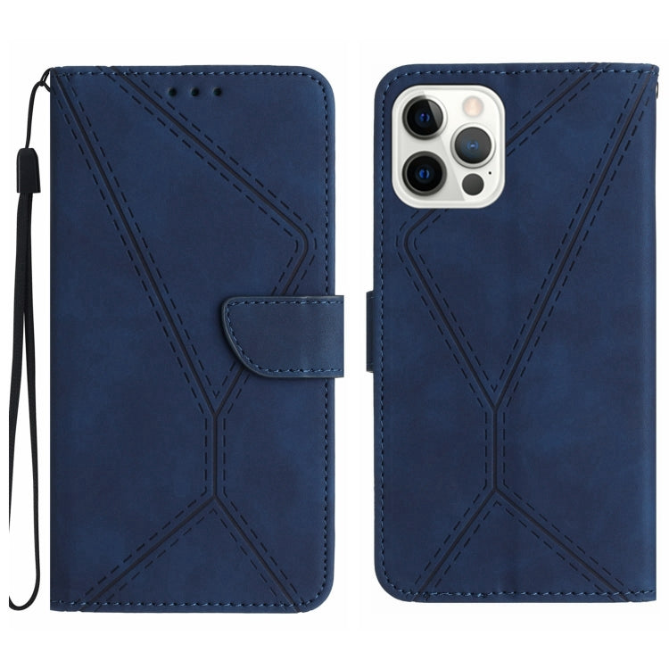 Stitching Embossed Leather Phone Case – Wear-resistant, Card Slot, Kickstand, For iPhone 16, For iPhone 15 Pro Max, For iPhone 15 Pro, For iPhone 15 Plus For iPhone 15 Pro Max Blue