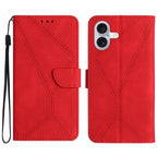 Stitching Embossed Leather Phone Case, For iPhone 16, For iPhone 15 Pro Max, For iPhone 15 Pro, For iPhone 15 Plus For iPhone 16 Red