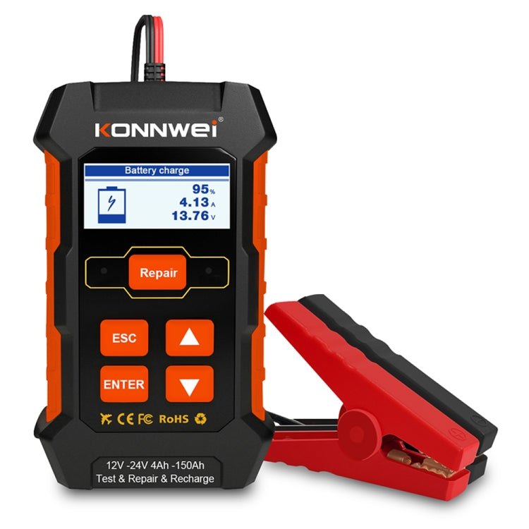 KONNWEI KW520 12V / 24V 3 in 1 Car Battery Tester with Detection & Repair & Charging Function, KW520 – TPU KW520 EU Plug
