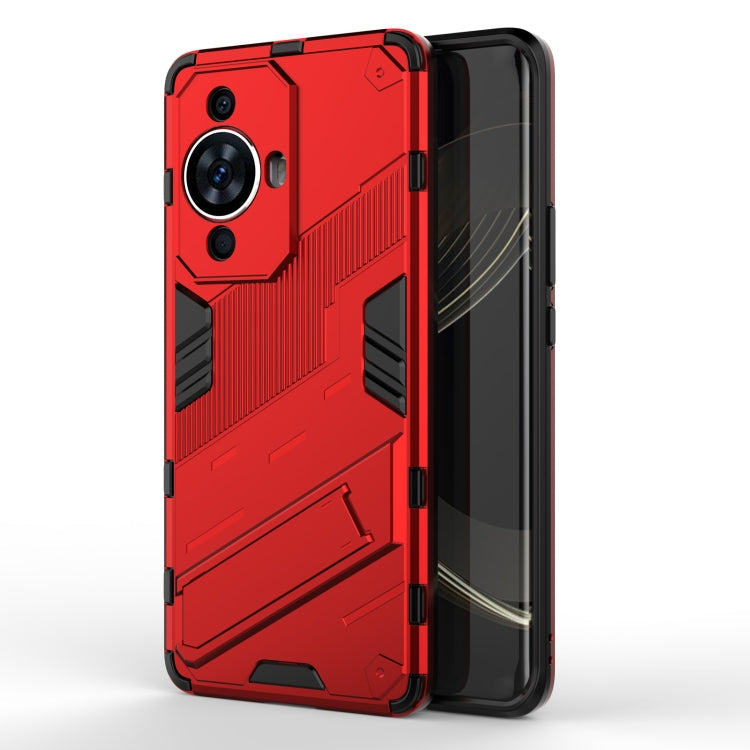 Punk Armor 2 in 1 PC + TPU Phone Case with Holder – TPU, For Huawei nova 11i 4G, For Huawei nova 11 Pro 4G, For Huawei nova 11 4G For Huawei nova 11 Pro 4G Red