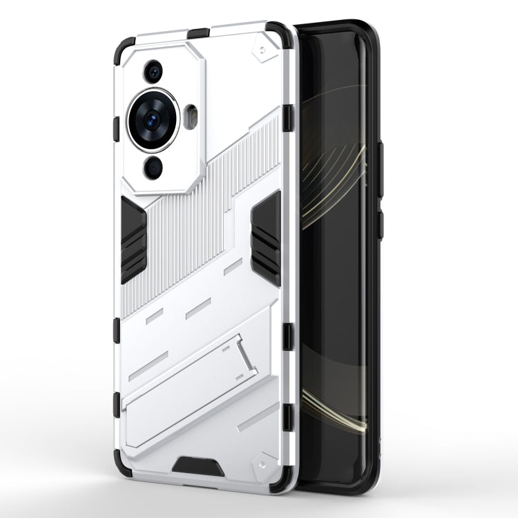 Punk Armor 2 in 1 PC + TPU Phone Case with Holder – TPU, For Huawei nova 11i 4G, For Huawei nova 11 Pro 4G, For Huawei nova 11 4G For Huawei nova 11 Pro 4G White